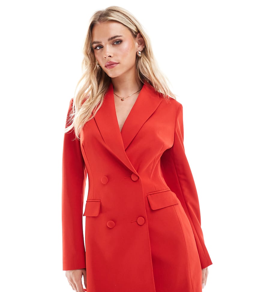 Miss Selfridge Petite - Blazerkleid in Rot mit figurbetonter Taille-Bunt von Miss Selfridge Petite