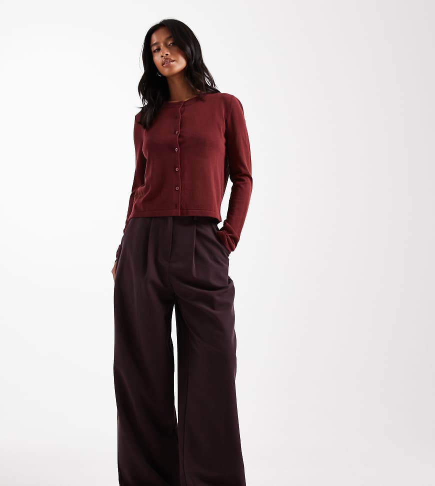 Miss Selfridge Petite - Elegante Hose in tiefem Pflaumenlila mit weitem Bein-Rot von Miss Selfridge Petite