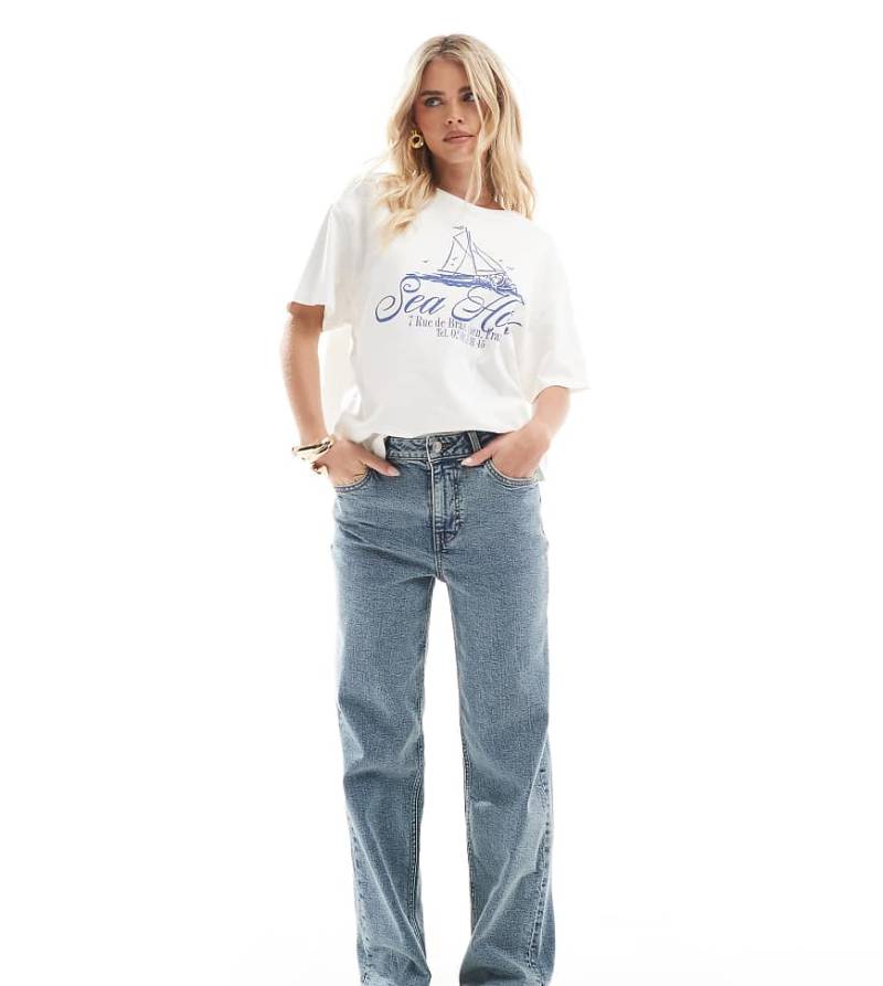 Miss Selfridge Petite - Gerade geschnittene Jeans mit herzförmigen Taschen-Blau von Miss Selfridge Petite