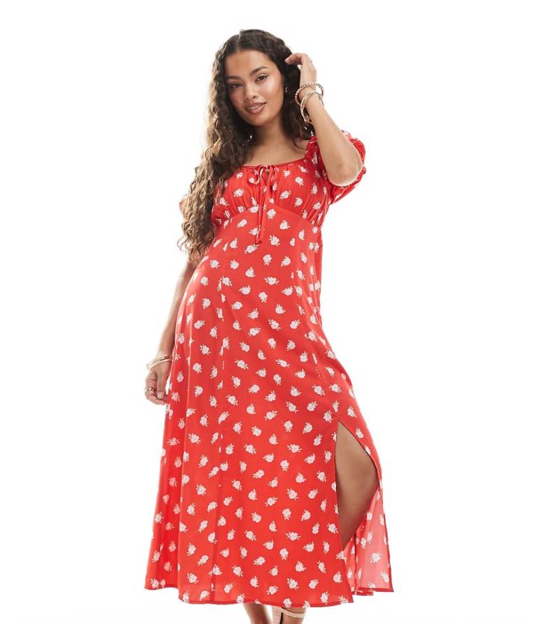 Miss Selfridge Petite - Gesponnenes Freizeit-Maxikleid in Rot mit Blumenmuster-Bunt von Miss Selfridge Petite