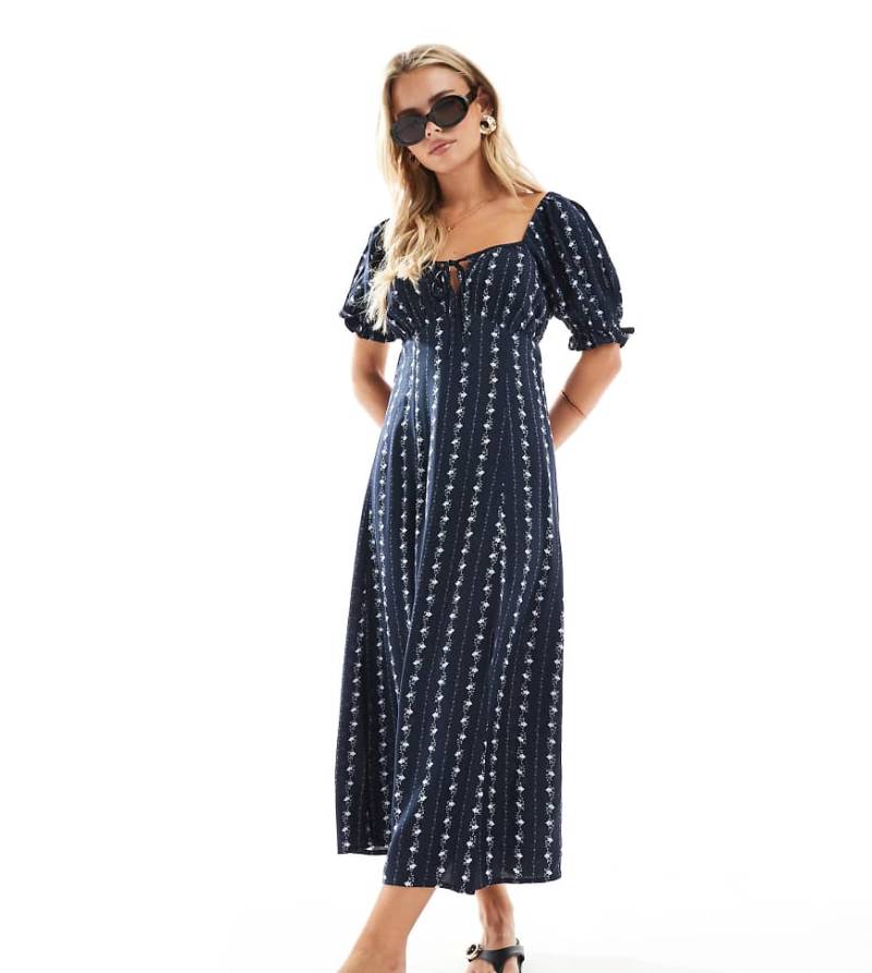 Miss Selfridge Petite - Gesponnenes Freizeitkleid in Blau mit Tapetenstreifenmuster-Bunt von Miss Selfridge Petite