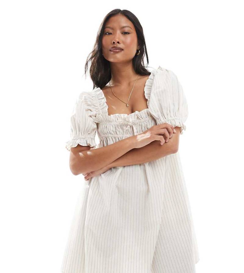 Miss Selfridge Petite - Hängerkleid in Beige mit garngefärbtem Streifenmuster-Bunt von Miss Selfridge Petite