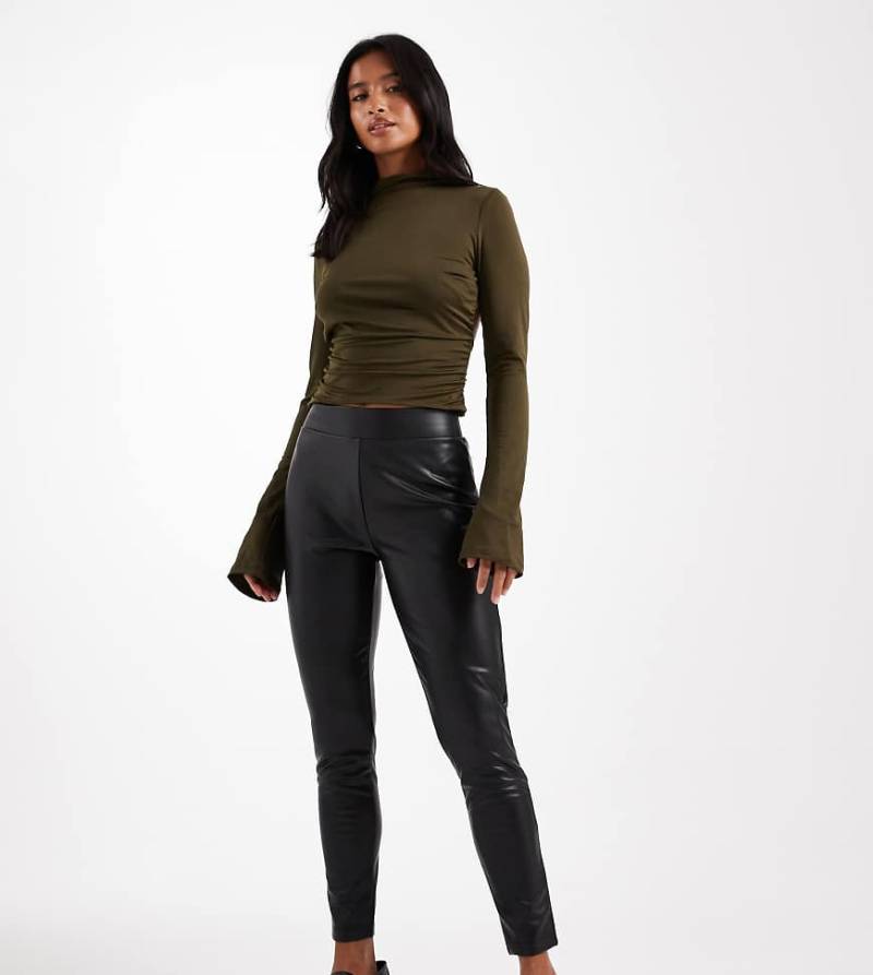 Miss Selfridge Petite - Kunstleder-Leggings in Schwarz zum Hineinschlüpfen von Miss Selfridge Petite