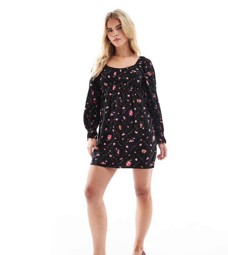 Miss Selfridge Petite - Langärmliges Mini-Freizeitkleid mit Blümchenmuster-Bunt von Miss Selfridge Petite