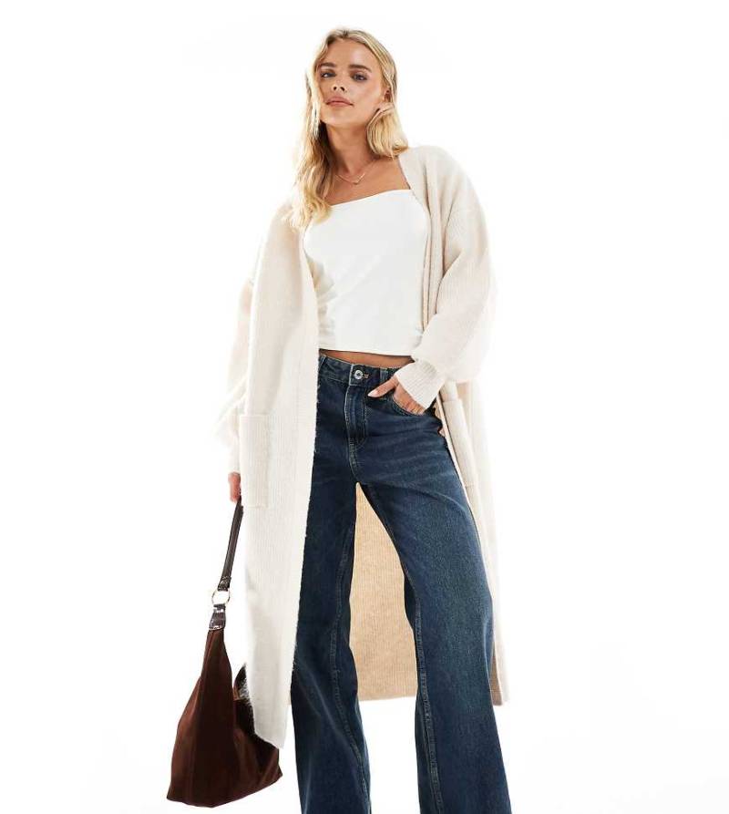 Miss Selfridge Petite - Maxi-Strickjacke in Hellbeige-Neutral von Miss Selfridge Petite