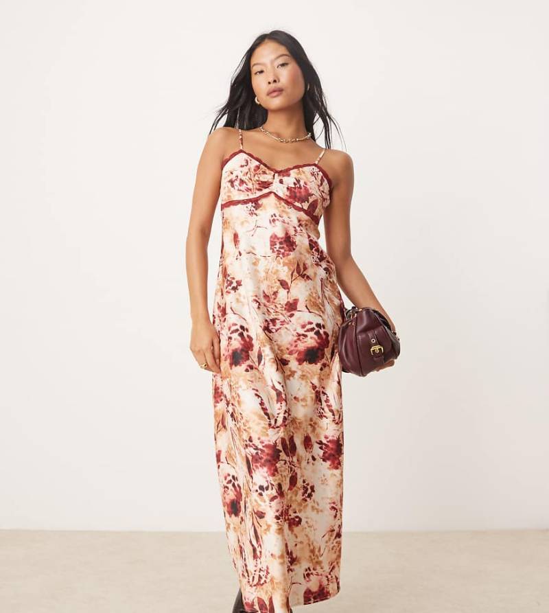 Miss Selfridge Petite - Maxi-Trägerkleid mit Animalprint-Bunt von Miss Selfridge Petite