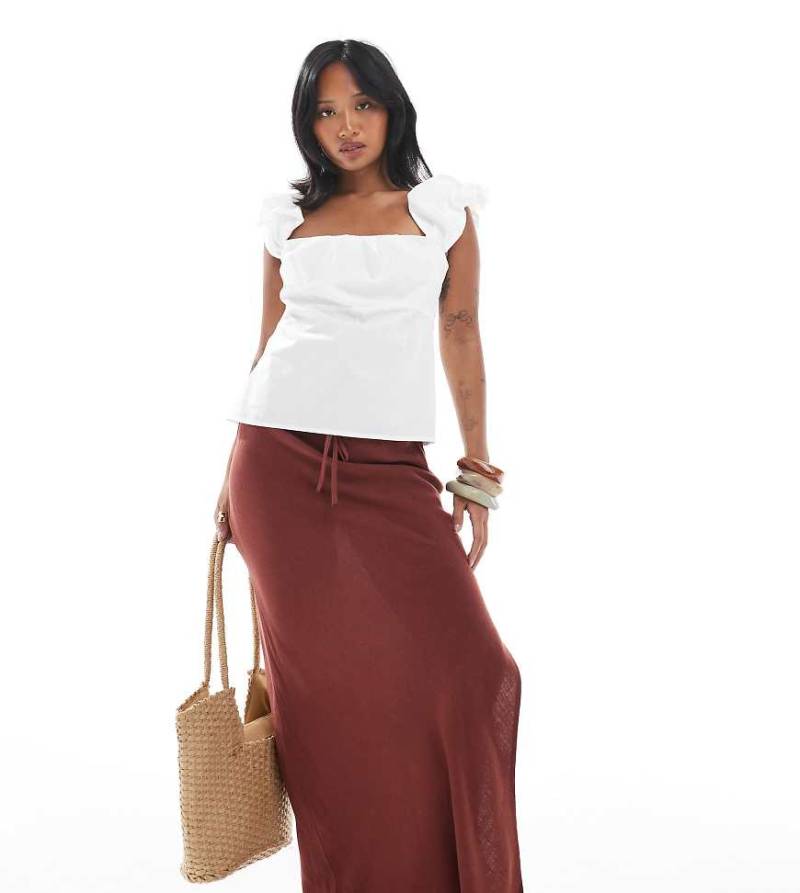 Miss Selfridge Petite - Maxirock in Burgunderrot mit Schrägschnitt von Miss Selfridge Petite