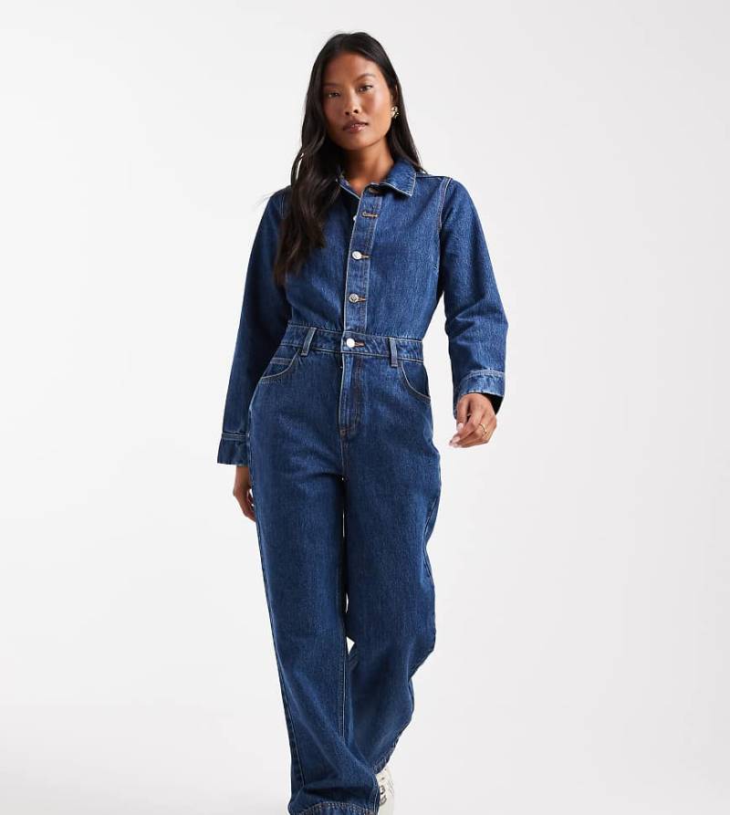 Miss Selfridge Petite - Overall aus Denim in Indigo-Waschung-Marineblau von Miss Selfridge Petite