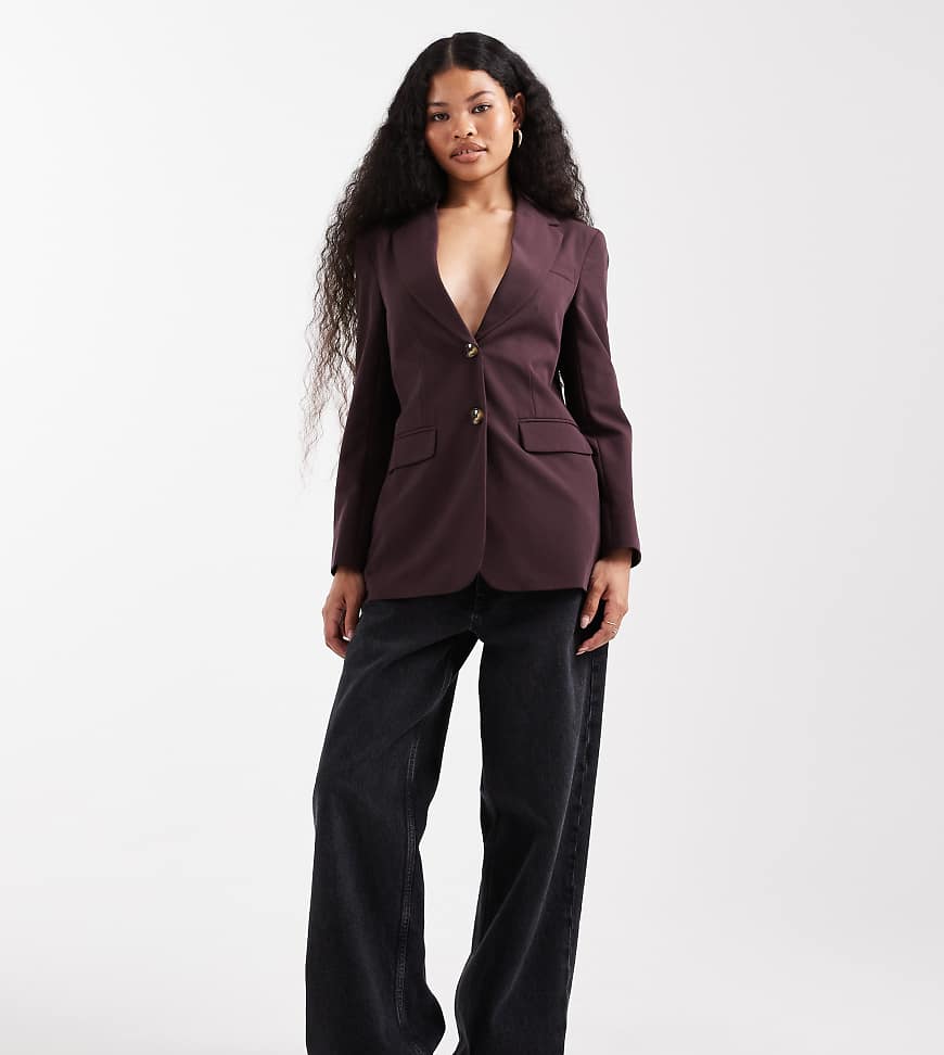 Miss Selfridge Petite - Oversize-Blazer in tiefem Pflaumenlila-Rot von Miss Selfridge Petite