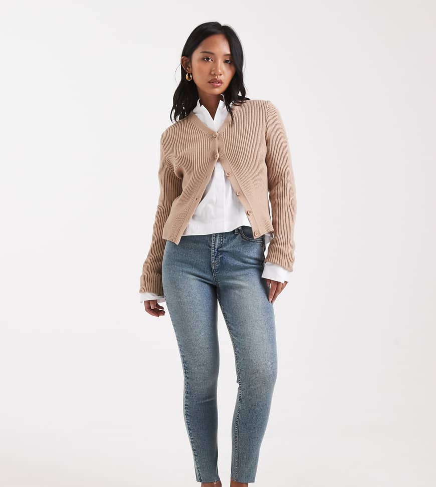 Miss Selfridge Petite - Skinny-Jeans in Dirty-Waschung-Blau von Miss Selfridge Petite