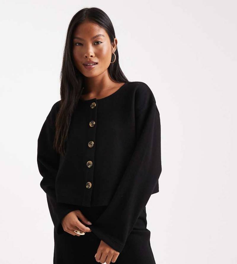 Miss Selfridge Petite - Superweiche Strickjacke in Schwarz, Kombiteil von Miss Selfridge Petite