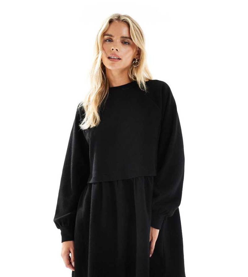 Miss Selfridge Petite - Superweiches, angerautes Hängerkleid in Schwarz von Miss Selfridge Petite