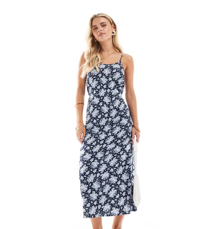 Miss Selfridge Petite - Träger-Maxikleid in Blau Schleifenmuster U-Boot-Ausschnitt-Bunt von Miss Selfridge Petite