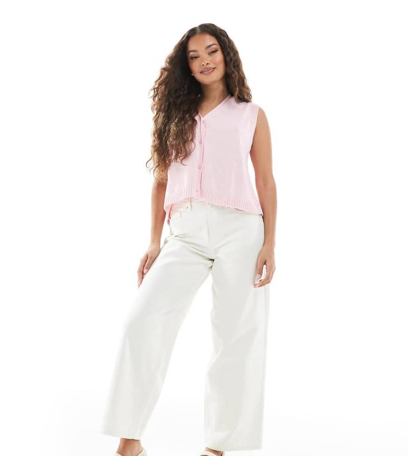 Miss Selfridge Petite - Weite Jeans in Ecru-Waschung-Weiß von Miss Selfridge Petite