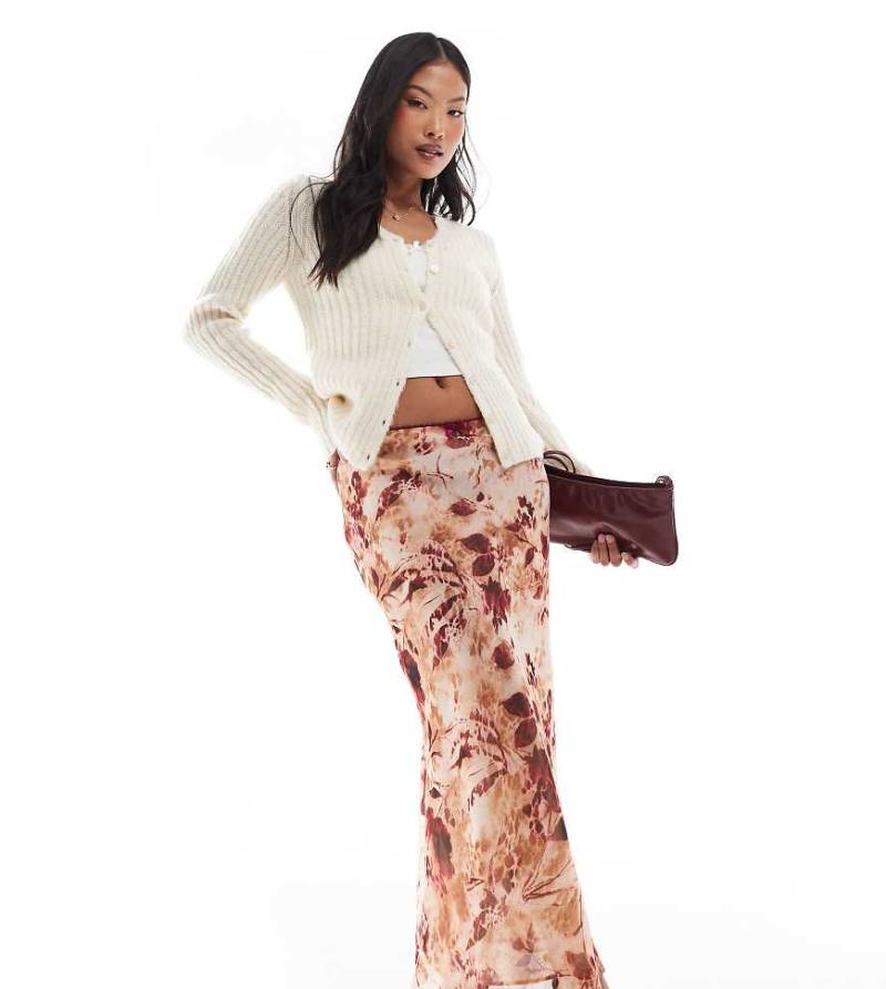 Miss Selfridge Petite - Zweilagiger Maxirock aus Chiffon mit Tierfellmuster-Bunt von Miss Selfridge Petite