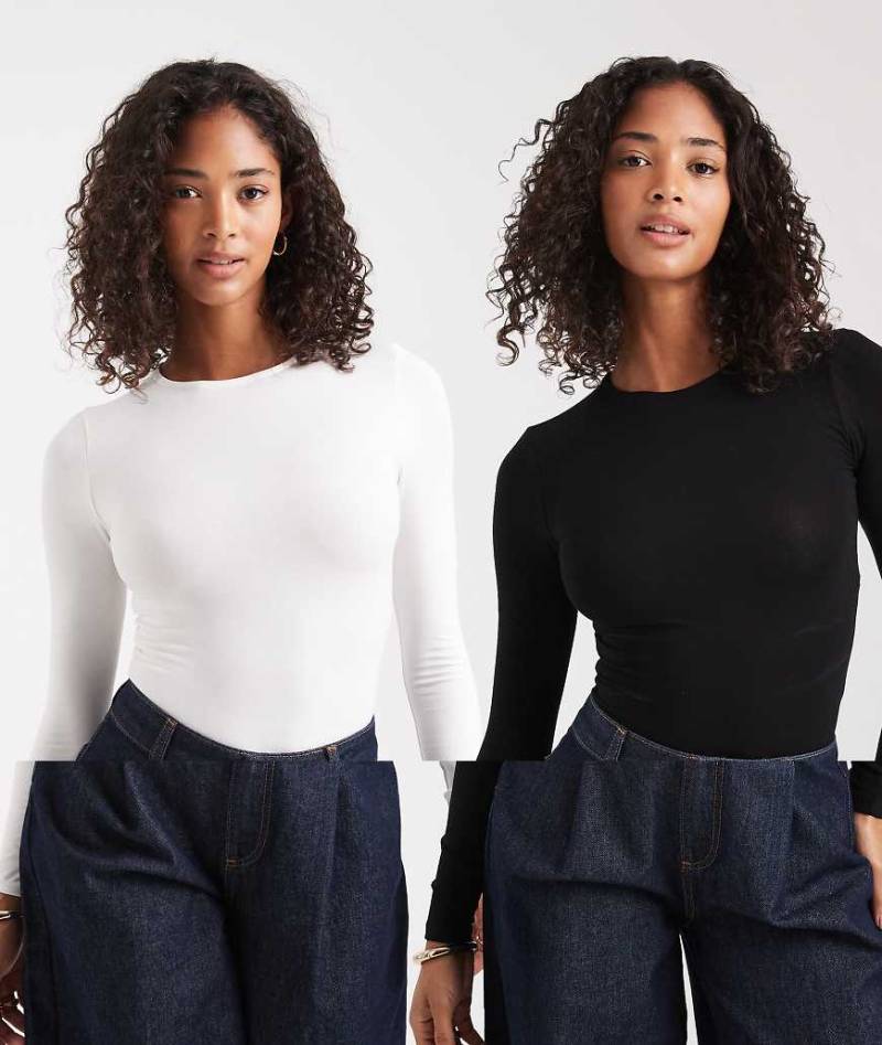 Miss Selfridge - 2er-Pack langärmlige Bodys mit Rundhalsausschnitt-Bunt von Miss Selfridge