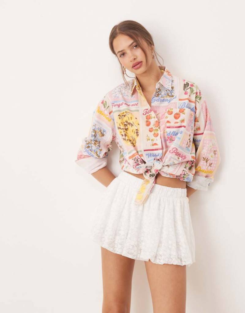 Miss Selfridge - Ballon-Minirock aus Spitze-Weiß von Miss Selfridge