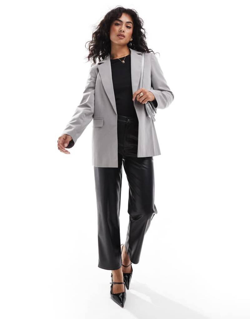 Miss Selfridge - Basic-Blazer in Grau mit lockerem Schnitt von Miss Selfridge