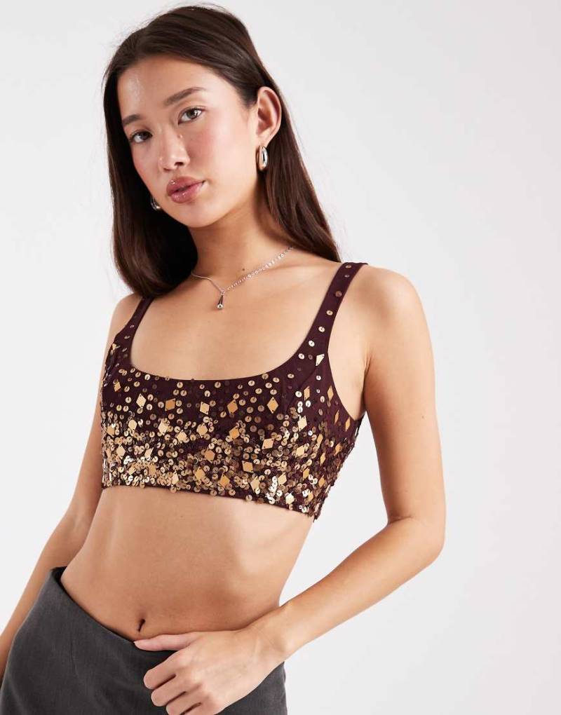 Miss Selfridge - Hochwertiges, verziertes Bustier in Pflaume-Lila von Miss Selfridge