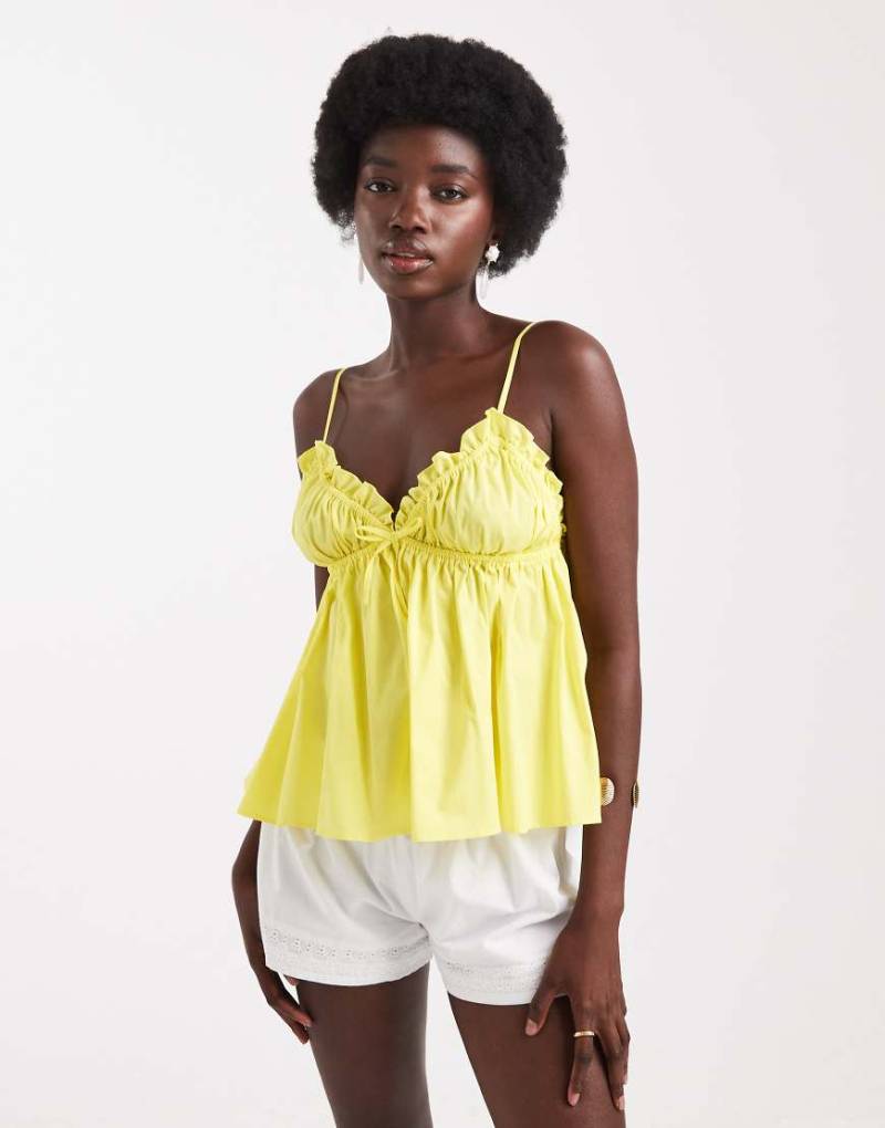 Miss Selfridge - Camisole-Top aus Popeline in Gelb-Weiß Miss Selfridge - Camisole-Top aus Popeline in Gelb-Weiß von Miss Selfridge