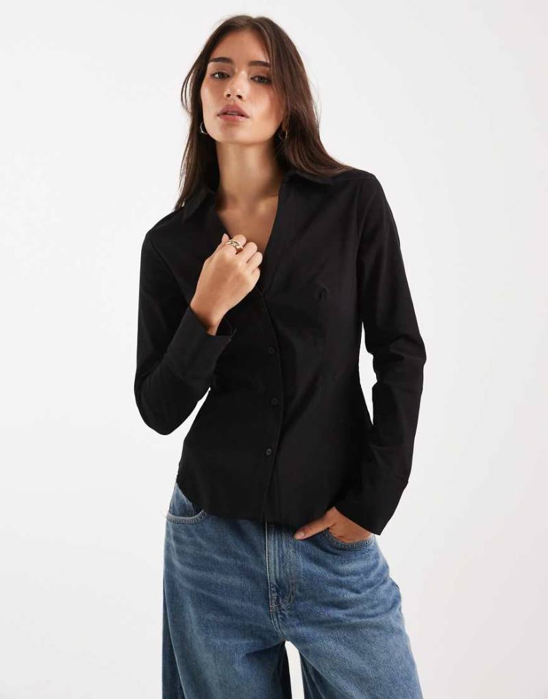 Miss Selfridge - Elegante Bluse aus Bengaline in Schwarz, Kombiteil von Miss Selfridge