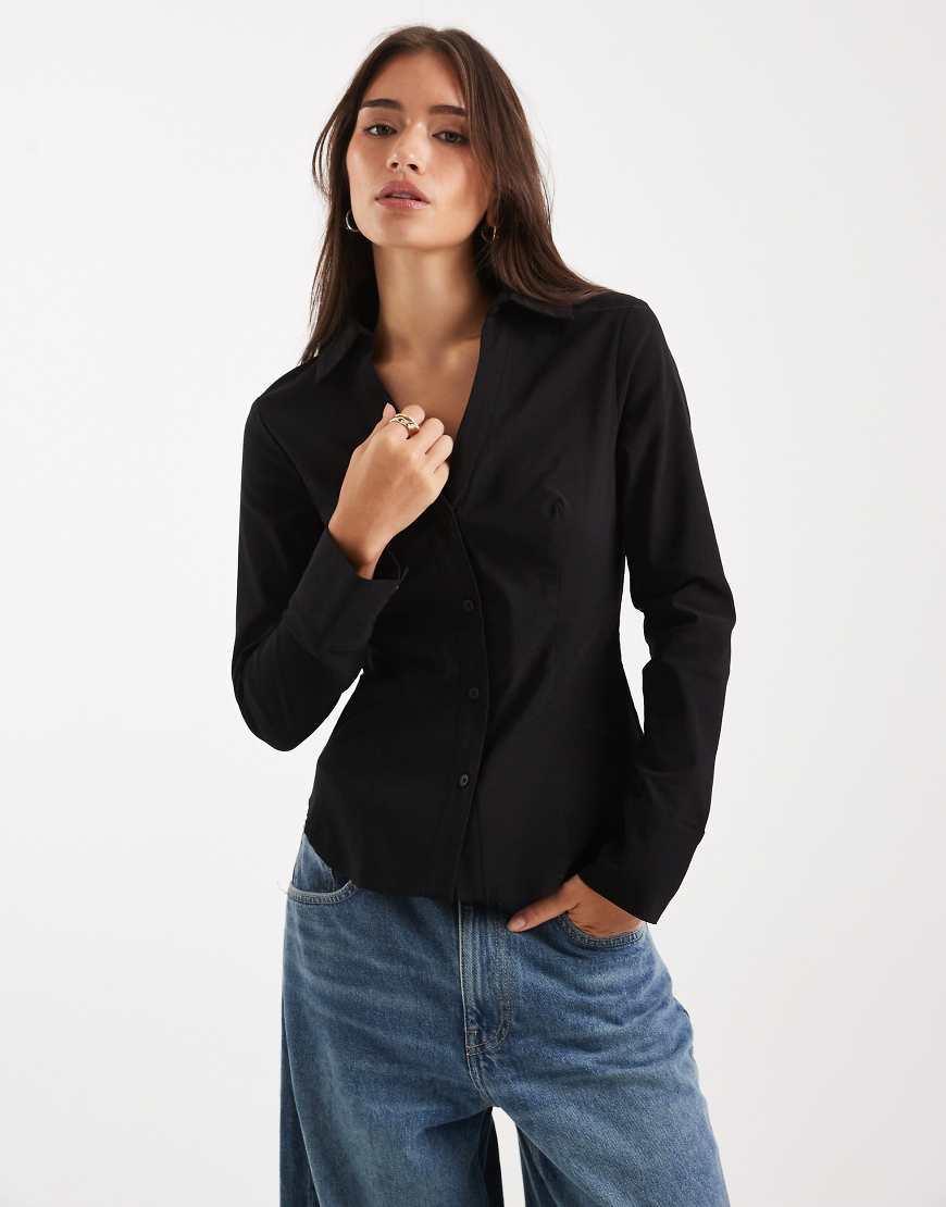 Miss Selfridge - Elegante Bluse aus Bengaline in Schwarz, Kombiteil von Miss Selfridge