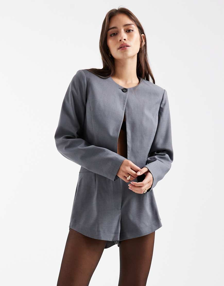 Miss Selfridge - Eleganter Cropped-Blazer in Grau, Kombiteil von Miss Selfridge