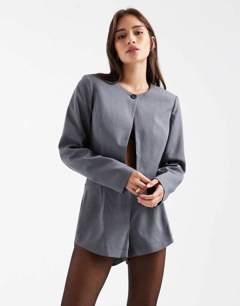 Miss Selfridge - Eleganter Cropped-Blazer in Grau, Kombiteil von Miss Selfridge