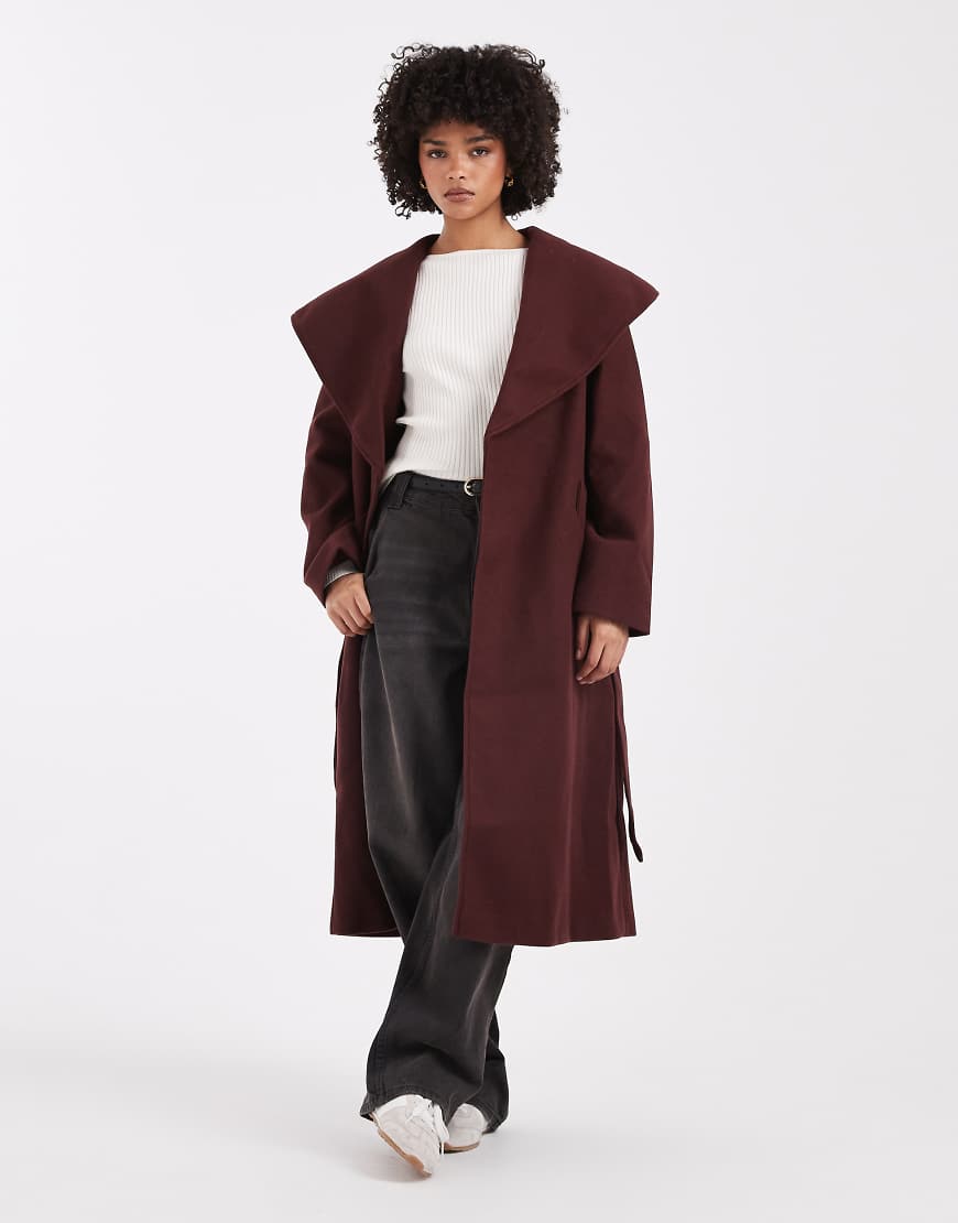 Miss Selfridge - Eleganter Wickelmantel in Schokobraun-Brown von Miss Selfridge