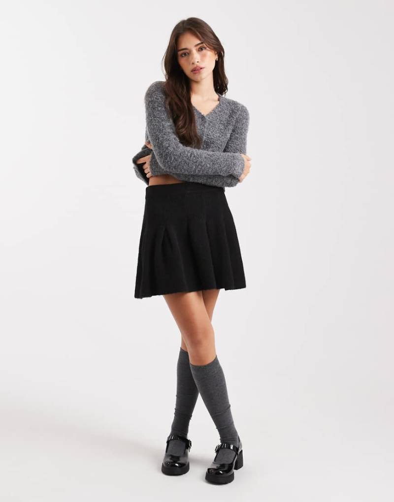 Miss Selfridge - Falten-Minirock aus Strick in Schwarz von Miss Selfridge