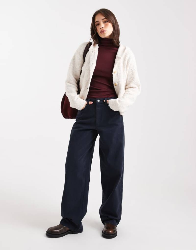 Miss Selfridge - Femme - Baggy Jeans in marineblauer Waschung, Kombiteil von Miss Selfridge