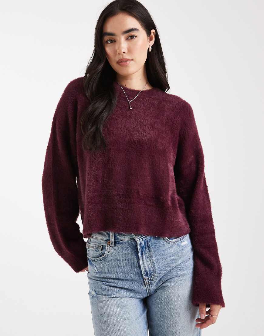 Miss Selfridge - Flauschiger Oversize-Pullover in Pflaume-Lila von Miss Selfridge