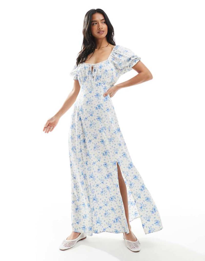Miss Selfridge - Gesponnenes Freizeit-Maxikleid in Blau mit Blümchenmuster von Miss Selfridge