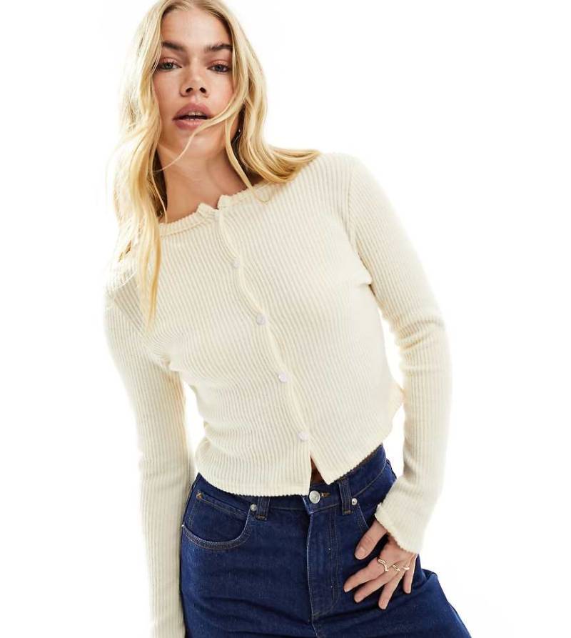 Miss Selfridge - Gerippte Strickjacke in Natur-Neutral von Miss Selfridge