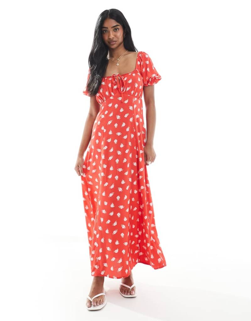 Miss Selfridge - Gesponnenes Freizeit-Maxikleid in Rot mit Blumenmuster-Bunt von Miss Selfridge