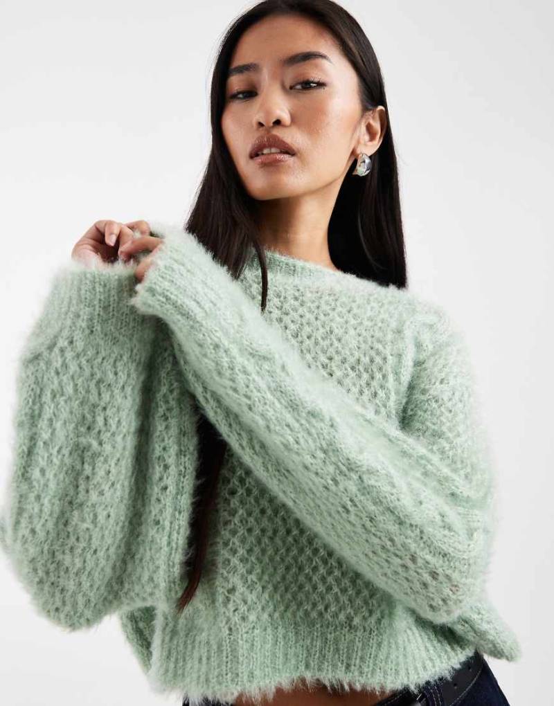 Miss Selfridge - Grobstrickpullover mit Zopfmuster in Grün von Miss Selfridge