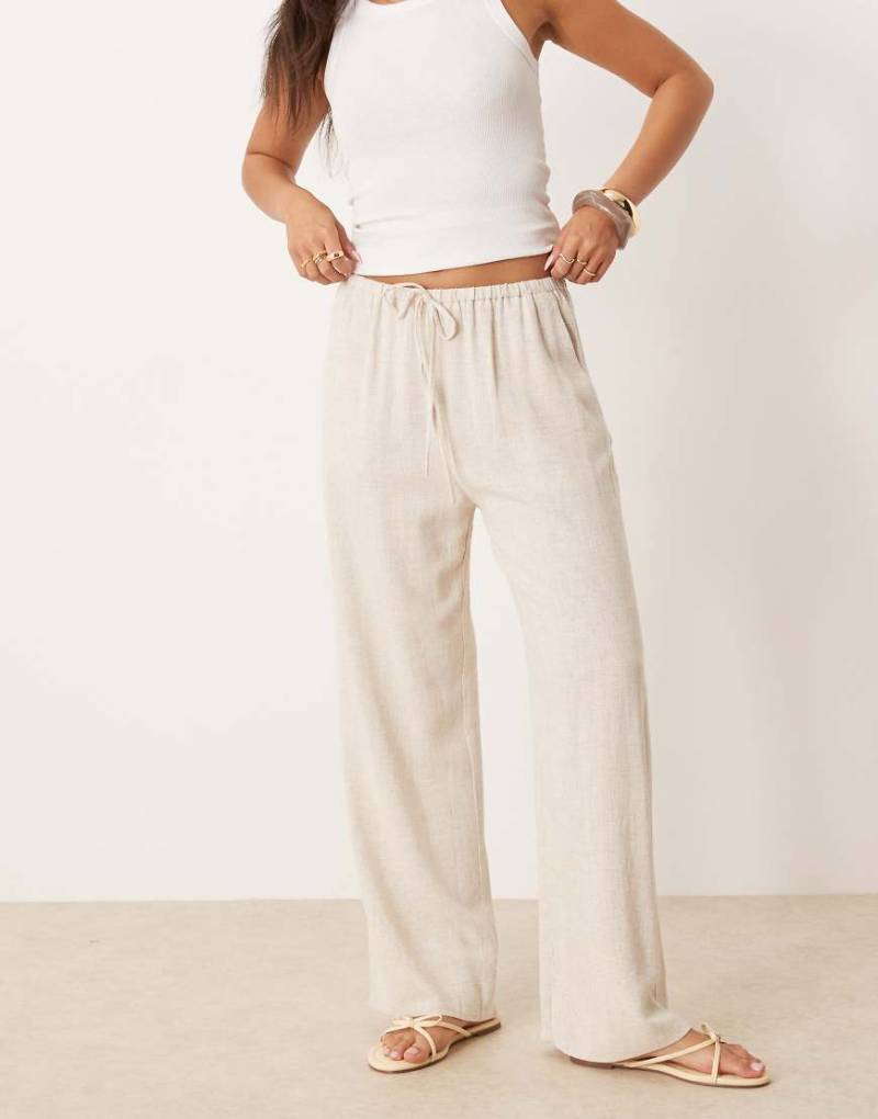 Miss Selfridge - Hose aus Leinenmix in Sandbeige mit Tunnelzug-Bund-Neutral von Miss Selfridge