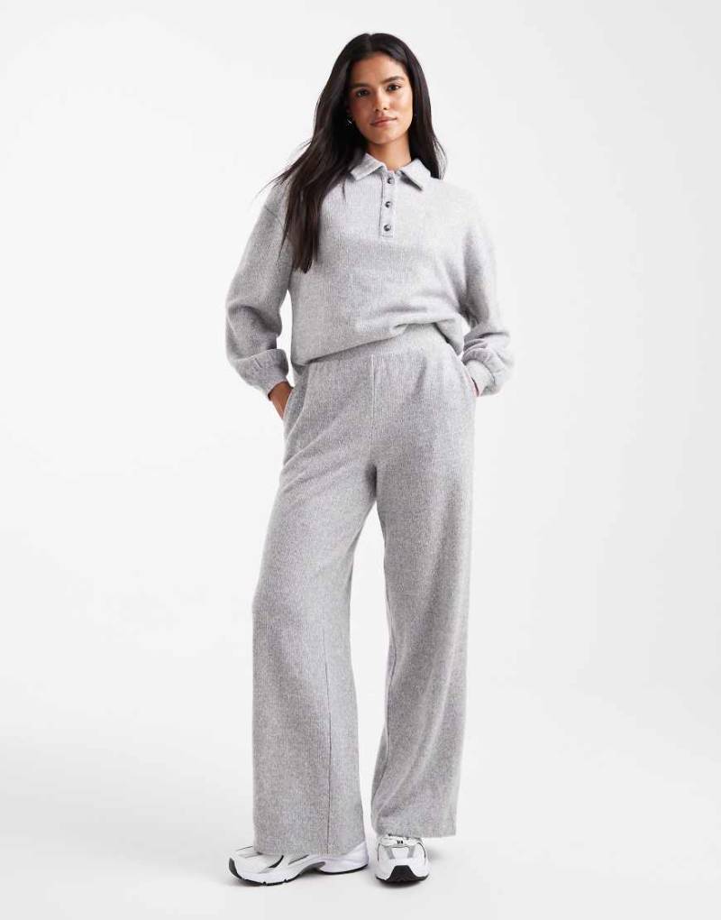 Miss Selfridge - Hose aus angerautem Jersey in Hellgrau mit weitem Bein, Kombiteil von Miss Selfridge