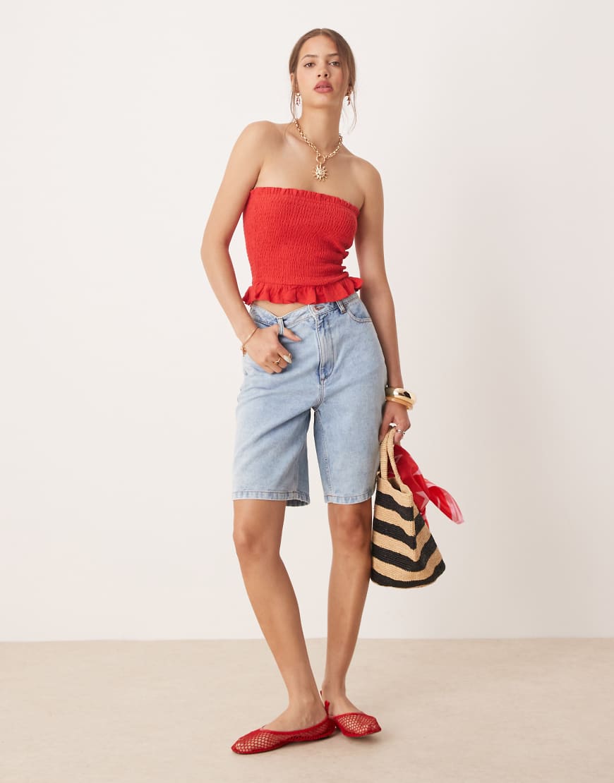 Miss Selfridge - Jeans-Jorts in Bleichwaschung-Blau Miss Selfridge - Jeans-Jorts in Bleichwaschung-Blau von Miss Selfridge