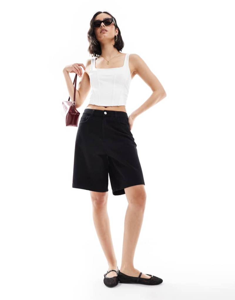 Miss Selfridge - Jeans-Jorts in schwarzer Waschung-Blau von Miss Selfridge