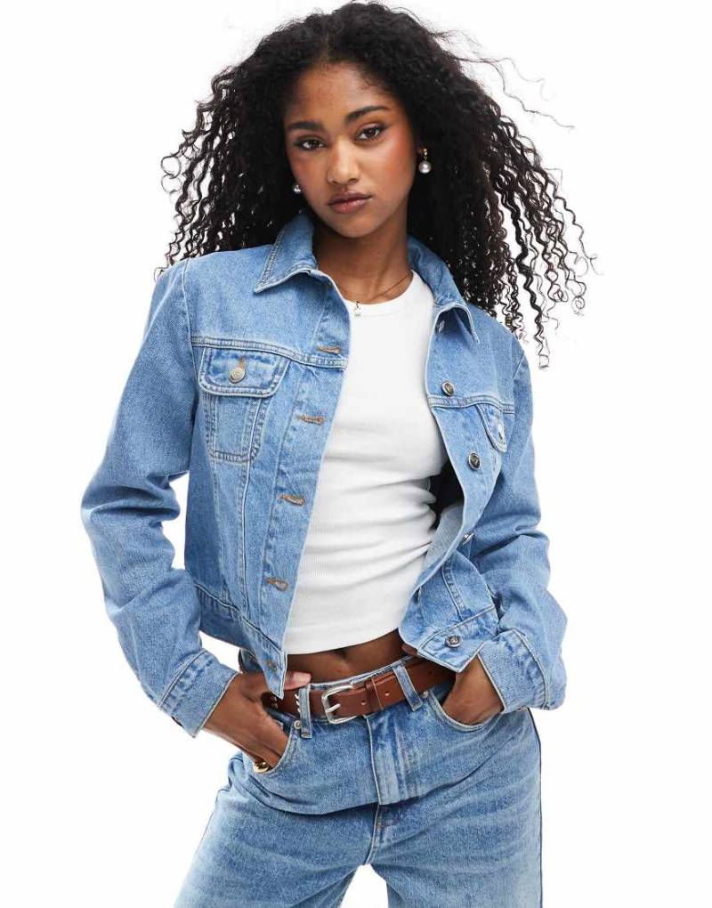 Miss Selfridge - Jeansjacke im Westernstil mit Puffärmeln-Blau von Miss Selfridge