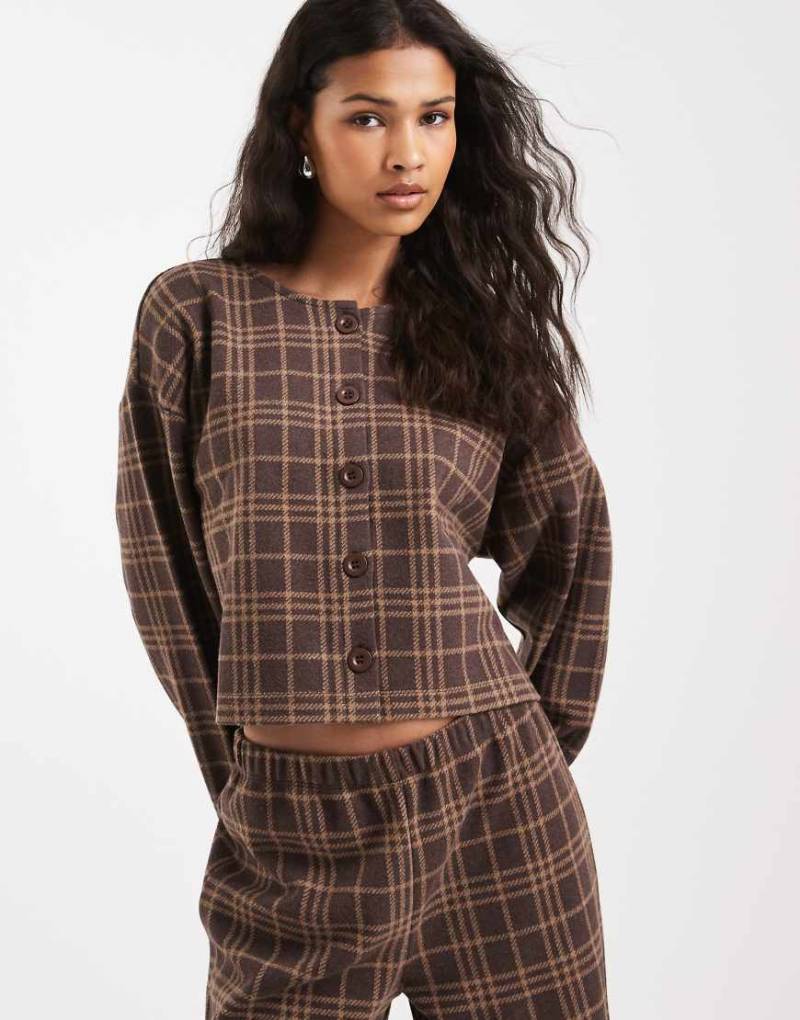 Miss Selfridge - Karierte Strickjacke mit weicher Rippenstruktur-Bunt von Miss Selfridge