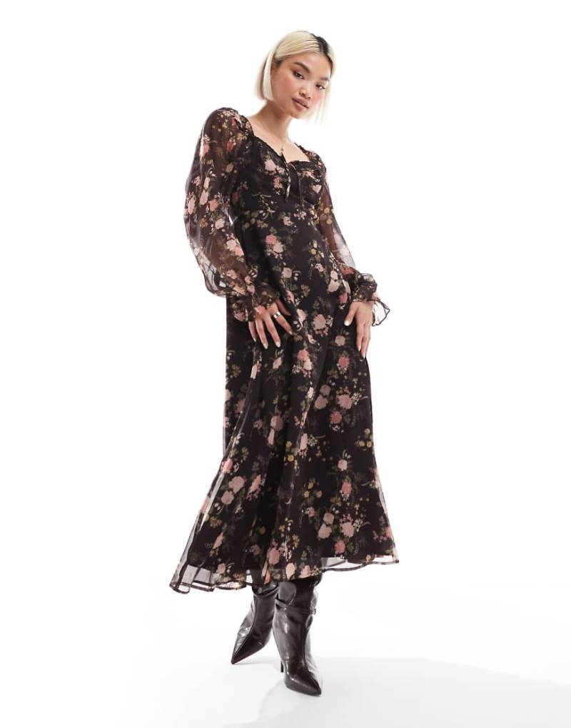 Miss Selfridge - Korsett-Maxikleid aus Chiffon mit Blumenmuster-Bunt von Miss Selfridge