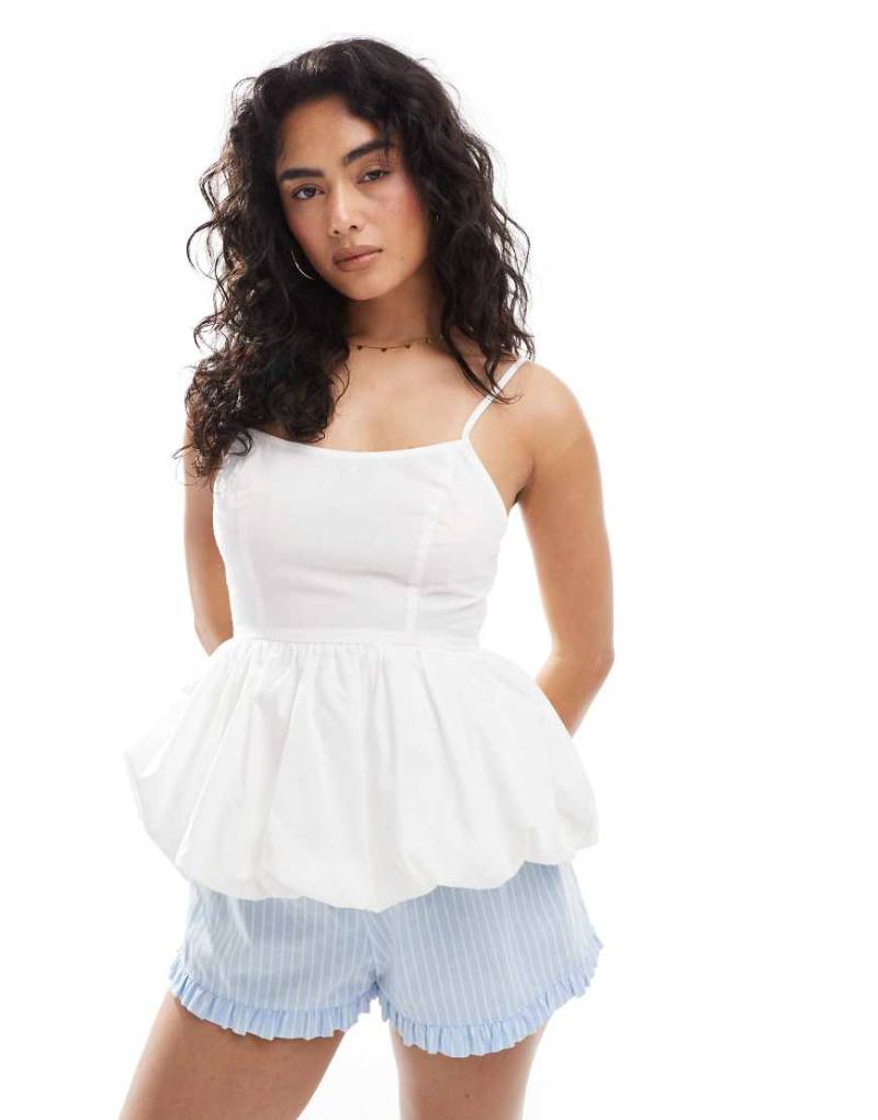 Miss Selfridge - Korsett-Oberteil in Weiß mit Ballonsaum von Miss Selfridge