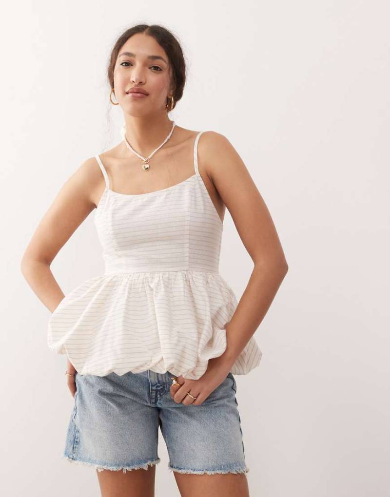 Miss Selfridge - Korsett-Oberteil mit beige Streifen und Ballonsaum-Bunt von Miss Selfridge