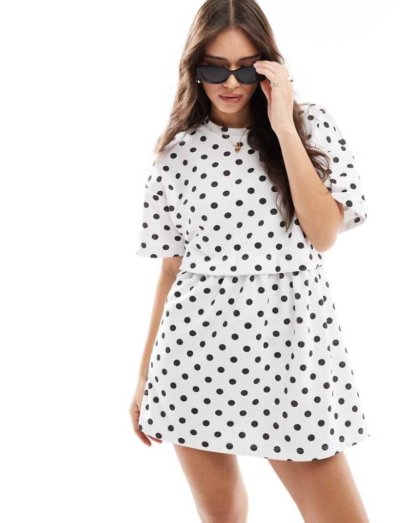 Miss Selfridge - Kurzärmliges, mehrlagiges Hängerkleid mit Punktemuster-Weiß von Miss Selfridge