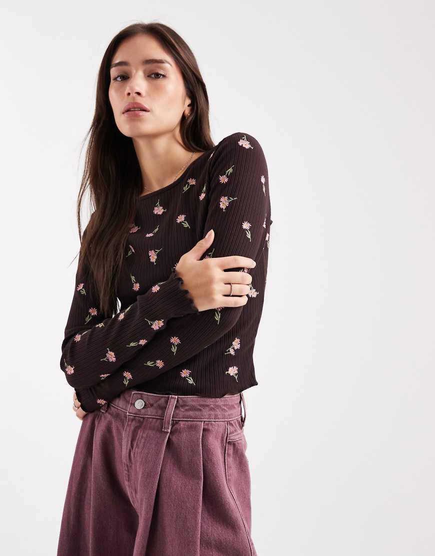 Miss Selfridge - Langärmliges Shirt mit Stickerei-Bunt von Miss Selfridge