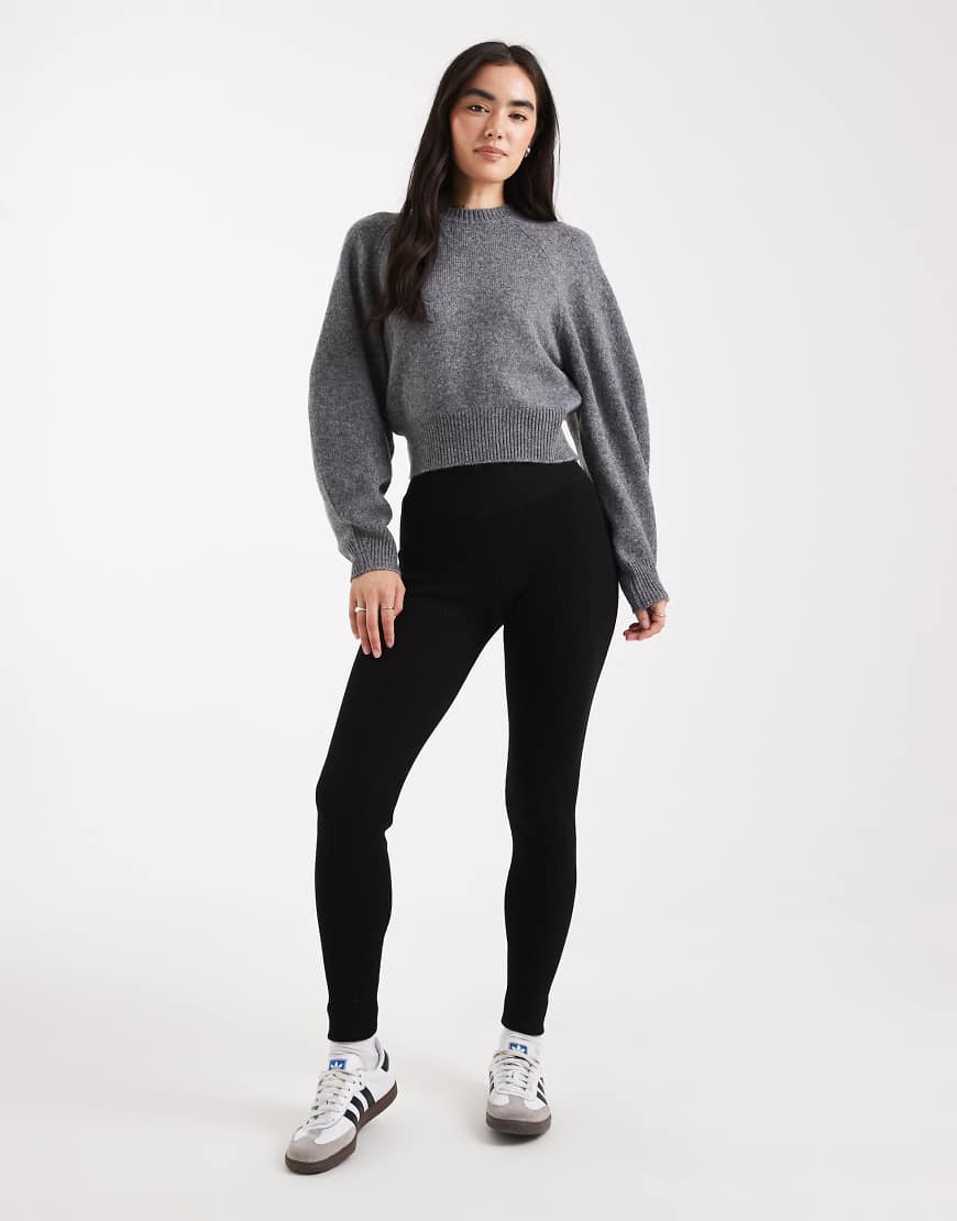 Miss Selfridge - Leggings aus kuscheligem Rippstrick in Schwarz von Miss Selfridge