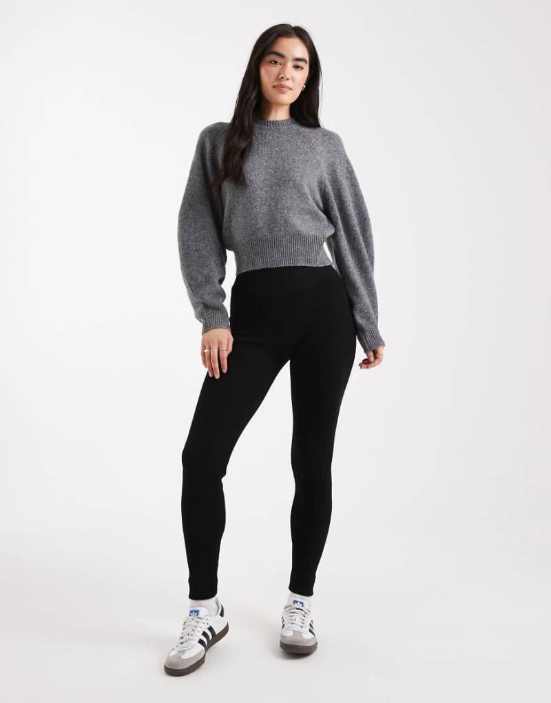 Miss Selfridge - Leggings aus kuscheligem Rippstrick in Schwarz von Miss Selfridge