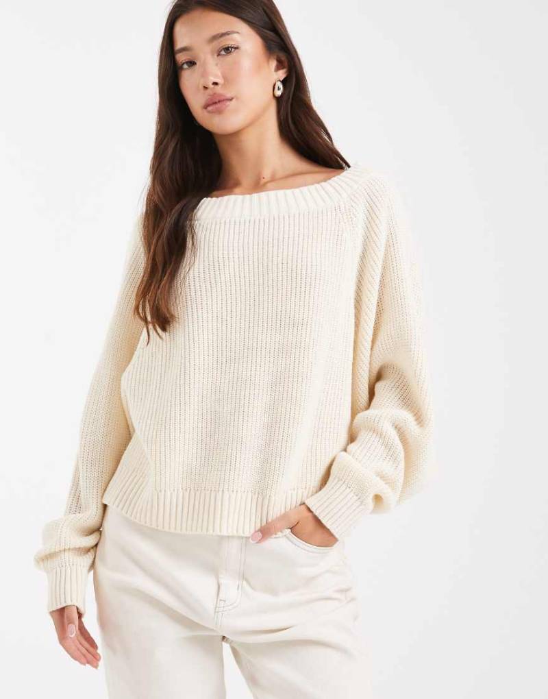 Miss Selfridge - Lockerer Oversize-Strickpullover in Buttermilchgelb-Weiß von Miss Selfridge